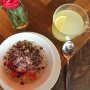 Healthy breakfast is the start for a great day 🙌🏼 #oatmeal #fruit #gingertea