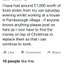@OC Hi Christian. I was wondering if Wickes or BT could help this chap out he's a   One man band electrician who has his tools stolen .  