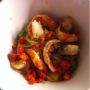 King prawns met pasta en chorizo