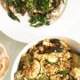 Sardines with crispy fried parsley, couscous with fried vegetables.