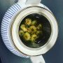 Breakfast with flower tea...