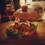 Burger with a breaded chicken heart on top 
#hungryheart #cannibale