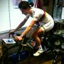 Back on the race bike again:-). Even found a sunny Mont Feron in our shed... #Tacx #VitualTrainer
